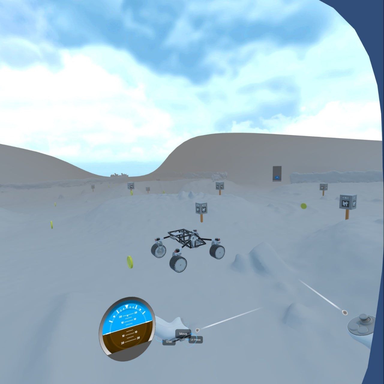 XR rover interface view with virtual controls